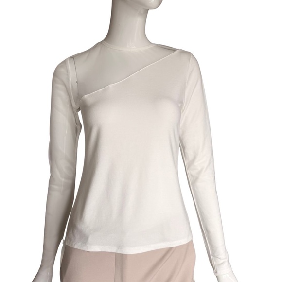 Marcella NYC Milo Ivory Mesh Jersey Top Size M - Picture 4 of 5